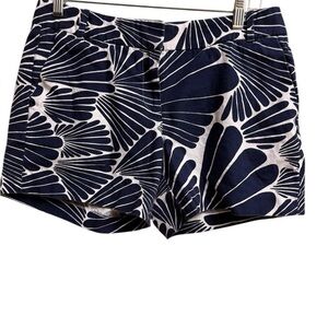 J.Crew Embroidered Floral Shorts Size 6 | White & Navy Blue Cotton Summer Casual